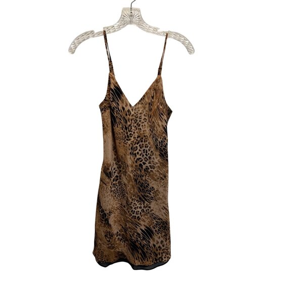 Miss Selfridge Leopard Print Mini Slip Dress With Sheer Black Layered Hem - Picture 2 of 5